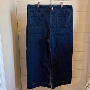 Maeve Dark Blue Wide Cropped Jeans